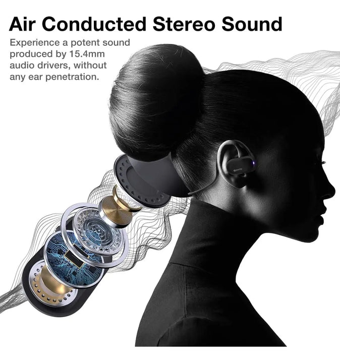 Audífonos Auriculares Air Conduction Oido Abierto Livianos Negro