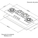 Estufa de Empotrar Vidrio Templado Cuatro Puestos 100 cm Gas Natural