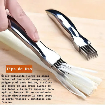 Cortador Acero Inoxidable Para Cebolla Y Verduras Manual Plateado Brillante