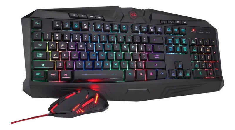 Kit de teclado y mouse gamer Redragon S101-BA Español de color negro