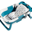 Bañera Tina Baño Bebe Plegable Portátil Con Cojín Termómetro Color Azul