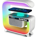 Parlante Lampara Rgb + Carga Inalambrica + Reloj Bt-3402 Color Blanco