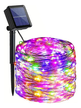 Luces Navideñas Multicolor Con Panel Solar - 21 Metros Azul Claro