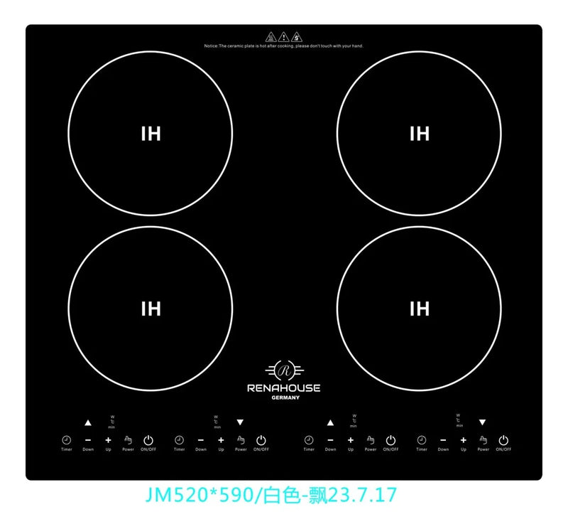 Estufa Eléctrica Inducción 4 Puestos Renahouse Negro