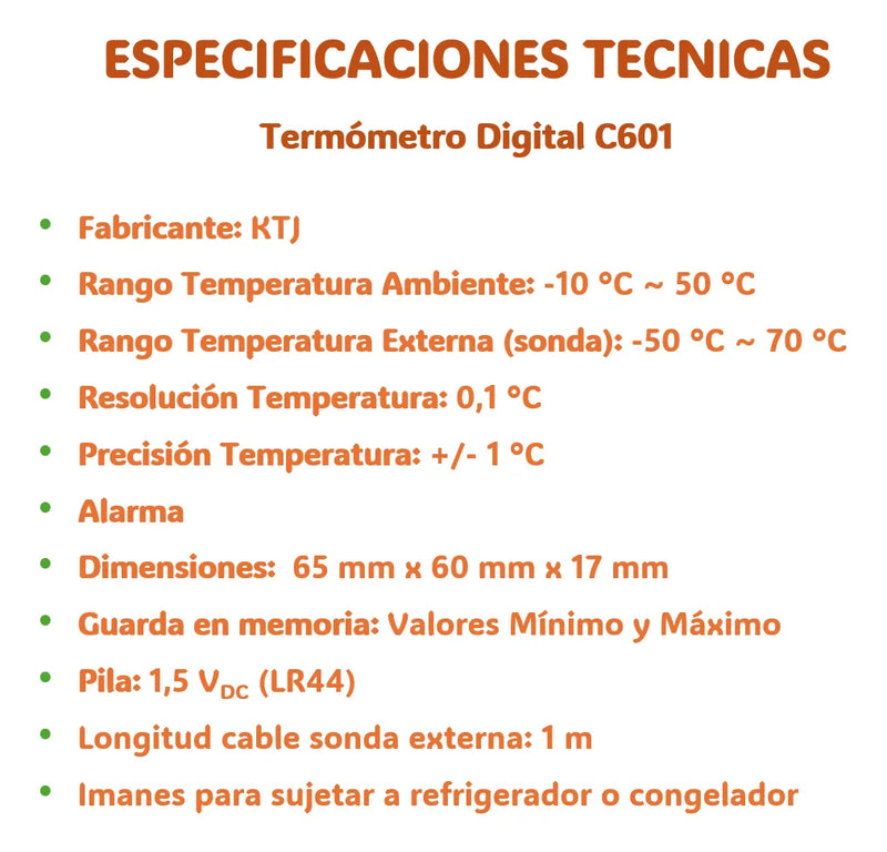 Termómetro Digital Ktj C601 Con Certificado De Calibración