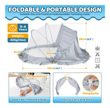 Mosquitero De Bebé Toldillo Mosquitos Portátil Plegable Gris