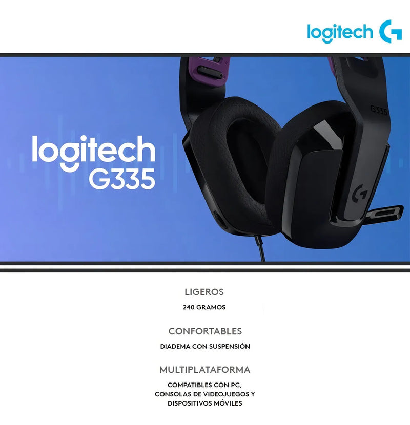 Fone de ouvido over-ear sem fio Logitech G G Series G335 981-001023 mint