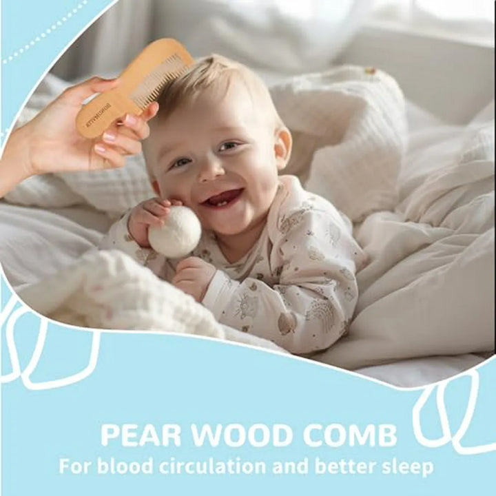 Set De Cepillo Y Peine De Madera Para Bebé, Cerdas De Cabra