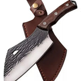 Cuchillo Vikingo Acero Profesional Carnicero Hacha + Funda