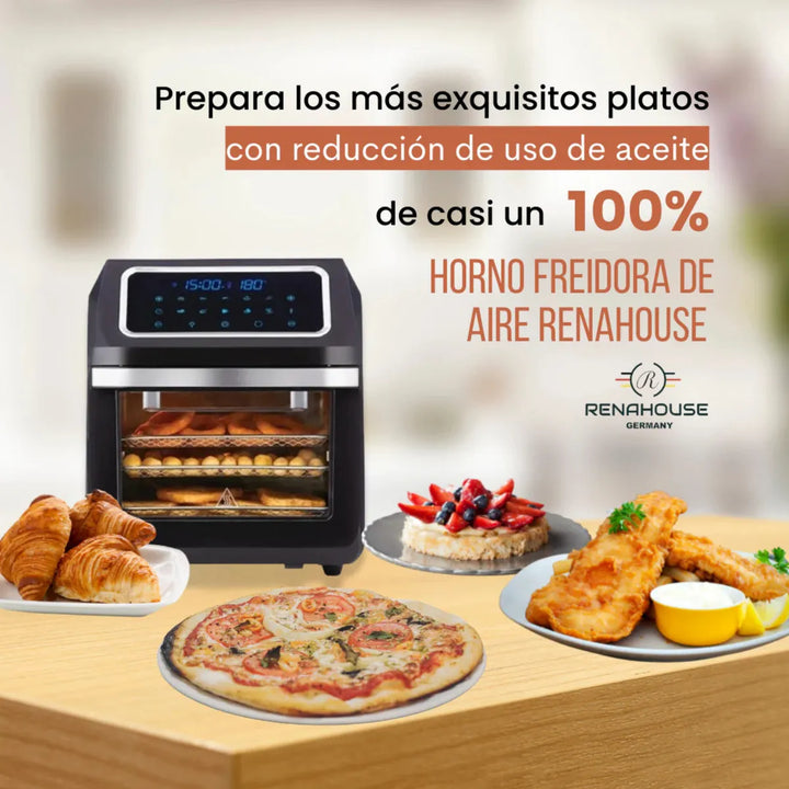 Freidora Horno De Aire 12 L Renahouse Rh-97 Pantalla Tactil Negro