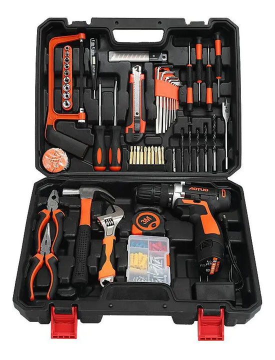 Taladro Destornillador Inalambrico 12 V + Kit De Herramienta Negro