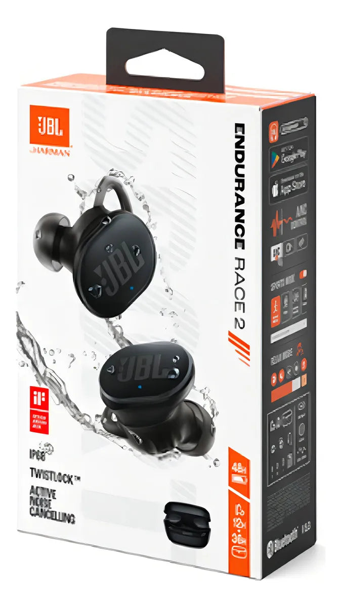 Auriculares deportivos Bluetooth Jbl Endurance Race 2, color negro