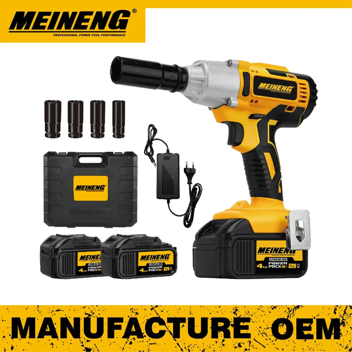 Pistola De Impacto Inalámbrica 1/2 Pulgadas. Meineng 3100rpm - Amarillo - 50hz/60hz