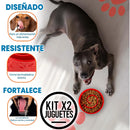 2 Platos Comedero Anti-ansiedad Para Perros Comer Lento Goma Color Azul y Rojo