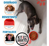 2 Platos Comedero Anti-ansiedad Para Perros Comer Lento Goma Color Azul y Rojo