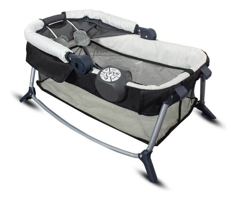 Cuna Corral Bebe + Mosquitero Mecedora y Organizado Negro Bebesit Premium