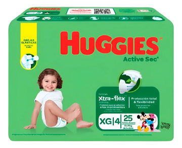 Huggies Etapa 4 Active Sec X25 Extra Grande (xg) Sin Género