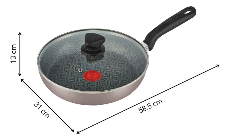 Sartén Antiadherente 30cm Imusa Talent Con Tapa De Vidrio Color Gris