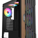 Caja Gabinete Gamer Iceberg Wood Core Argb 6 Ventiladores Negro