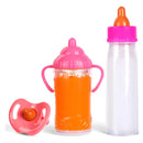 Biberón Tetero Mágico De Muñecas Bebe Leche Jugo Niñas X3 Multicolor Teteros