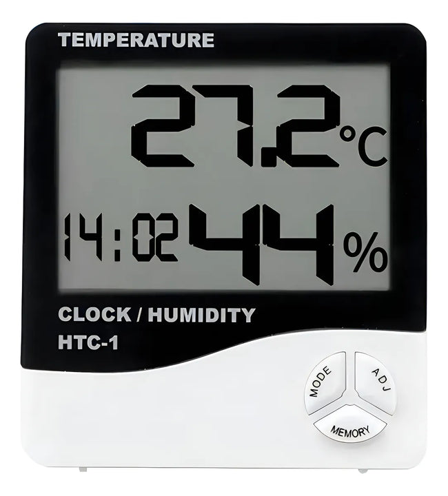 Higrometro Digital Termometro Medidor Humedad Reloj Alarma