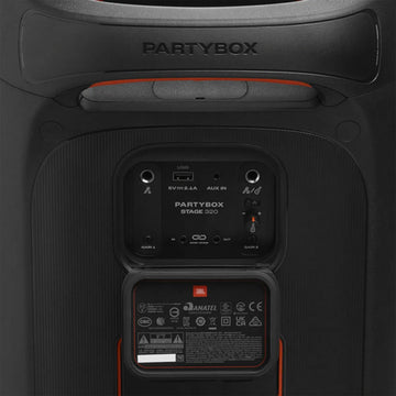Parlante JBL PartyBox Stage 320 JBLPBSTAGE320AM portátil con bluetooth waterproof negra