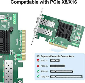 Tarjeta De Red 10gtek 10gb Pci-e, Dual Sfp+, Intel 82599es,