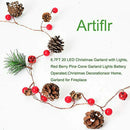 Guirnalda Navideña Artiflr 6 7ft Con Luces Led Y Berries Roj