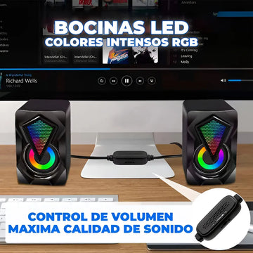 Bocinas Rgb Con Control Volumen Portátil 3.5mm