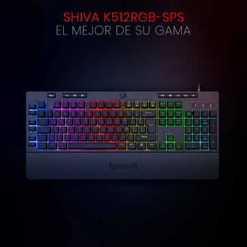 Teclado Gamer Redragon Shiva K512 RGB QWERTY Español Latinoamérica Color Negro con Luz RGB