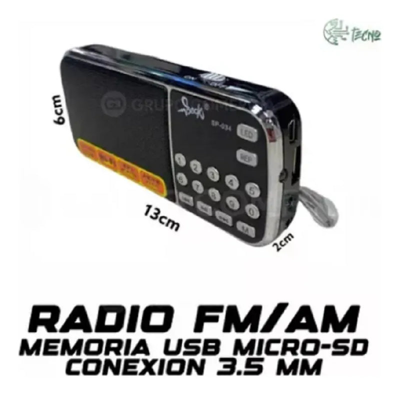 Radio Bolsillo Digital Recargable Am Fm Usb Mp3 Sonido Hi Fi