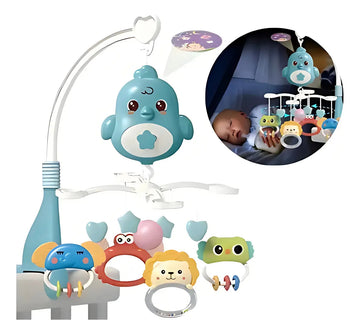 Móvil Musical Para Cuna Bebe Con Proyector Y Rotación 360° Color Azul Pájaro