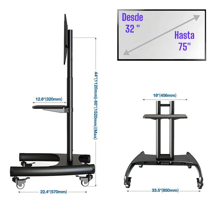 Base Soporte Tv A Piso Ruedas Para 32 -75 Movible