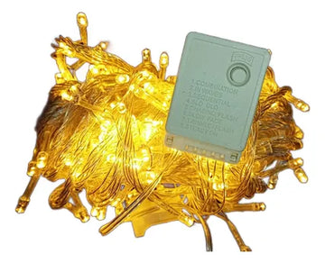 Serie Navideña Luz Led Calida X100 Luces Cable Trans. Paq.x1