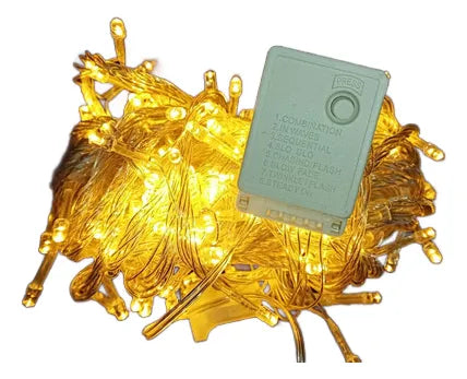 Serie Navideña Luz Led Calida X100 Luces Cable Trans. Paq.x1
