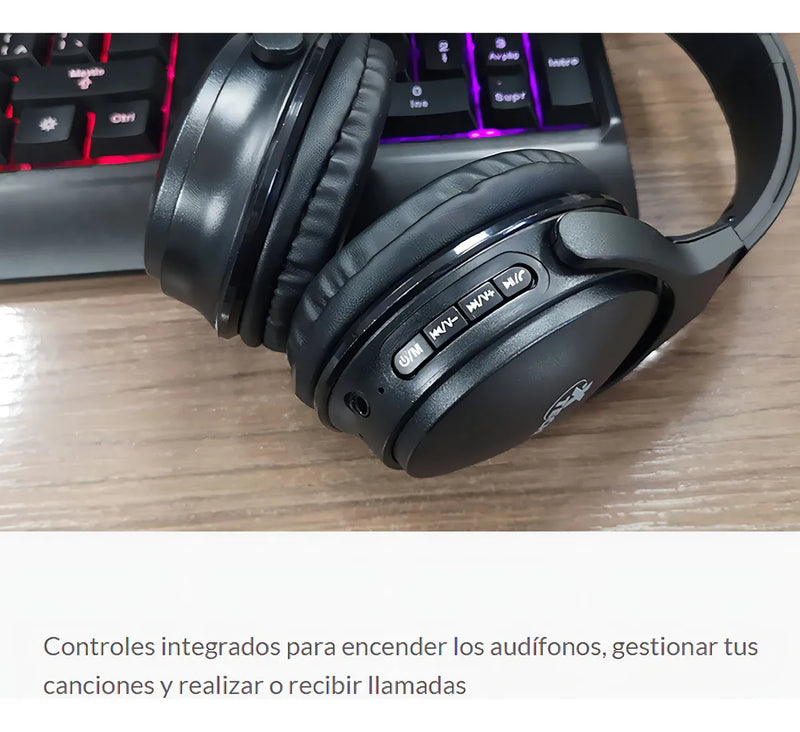 Audífonos Bluetooth 5.0 Xtech Xth-613, Micrófono / Micro Sd Color Negro