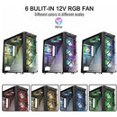Musetex Gaming Pc Chasis Con 6 Ventiladores Led Argb 120mm