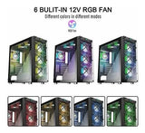 Musetex Gaming Pc Chasis Con 6 Ventiladores Led Argb 120mm