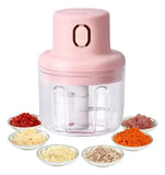 Picador Eléctrico Recargable 250ml Cortador De Verduras Rosa