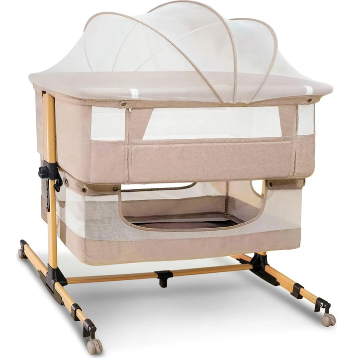 Cuna 3 En 1 Para Bebé Con Colchón Y Mosquitera Rosa