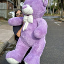 Oso De Peluche Gigante 1,60 + Moño + 3 Globos Lila