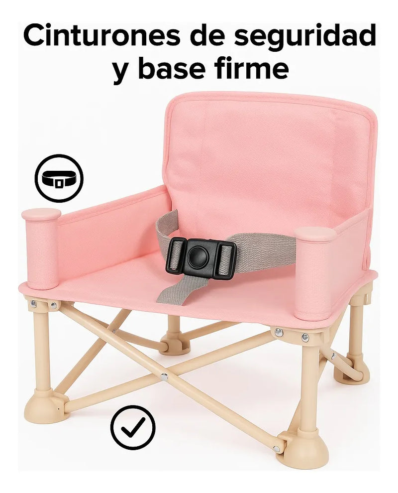 Silla Plegable Para Bebe Portatil Con Bandeja - Comedor Silla Bebe Rosa