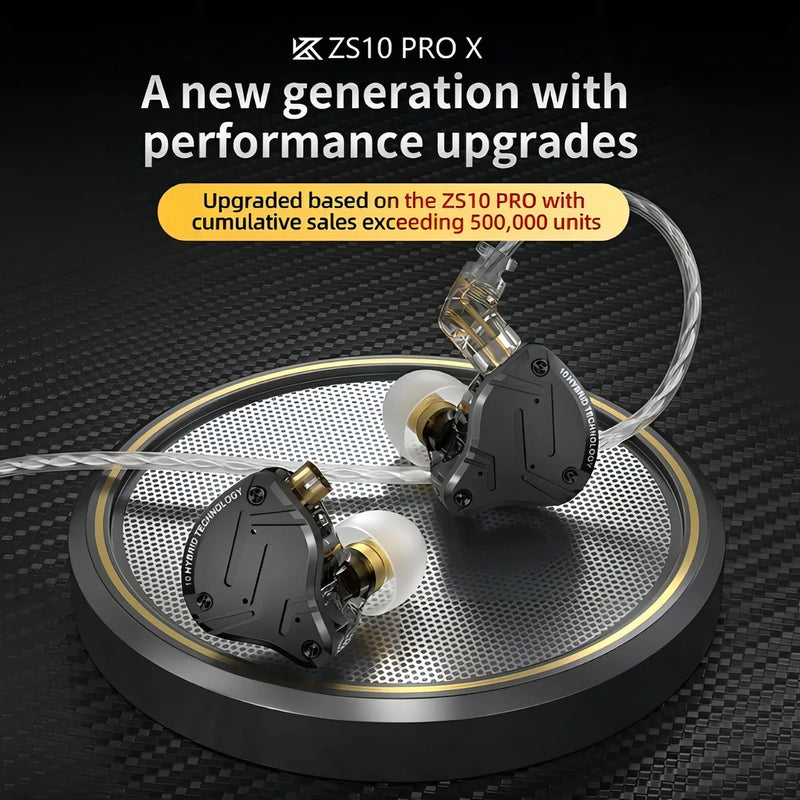 Audífonos Kz Zs10 Pro X Con Micrófono Monitores In Ear Pin C Negro