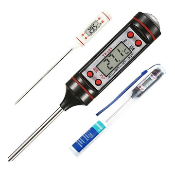 Termometro Digital Lcd Pincha Carne -50° A 300° - 4 Botones Color Negro