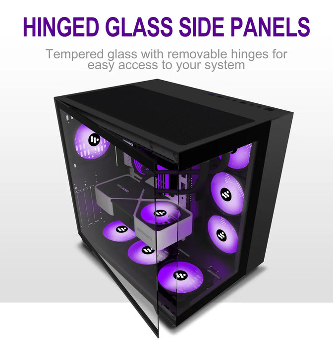 Amanson Funda Para Pc Preinstala 9 Ventiladores Argb, Atx Mi