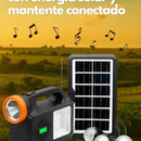 Radio Parlante Con Panel Solar Linterna+3bombillos Fm Am Bt Negro