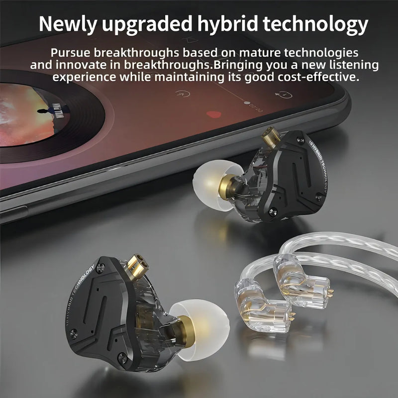 Audífonos Kz Zs10 Pro X Con Micrófono Monitores In Ear Pin C Negro