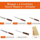 Bloque Cuchillos Imusa Talent Madera 4 Cuchillos + Afilador Color Marrón