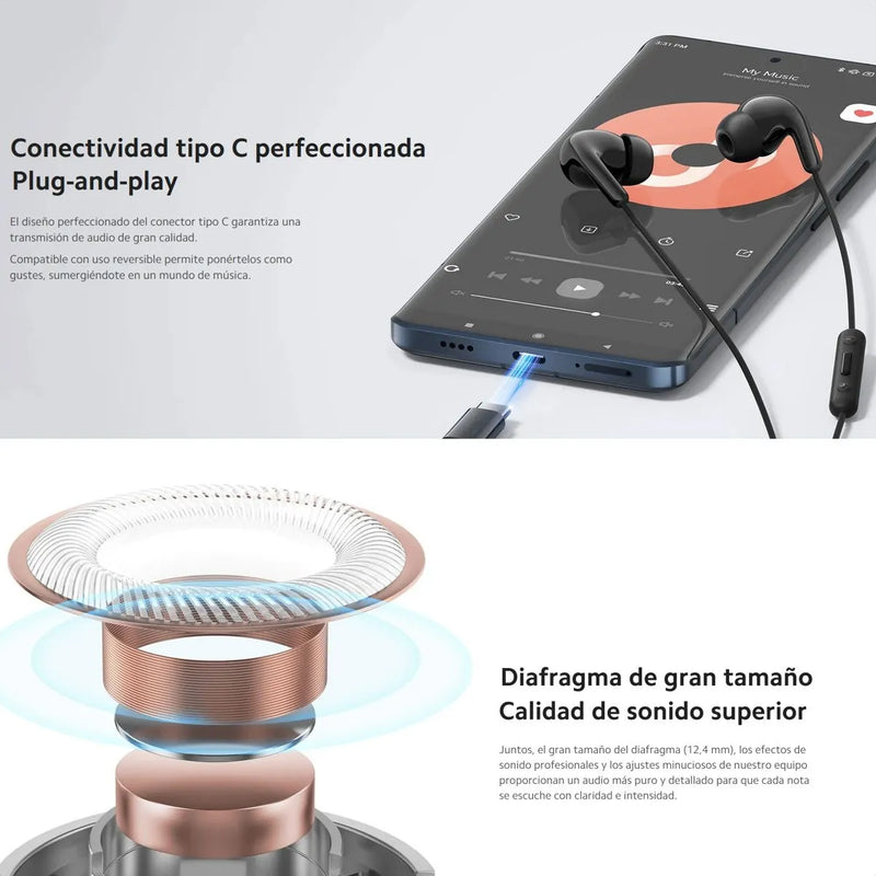 Xiaomi Auriculares Conexión Tipo C / Control Integrado, Wht Blanco