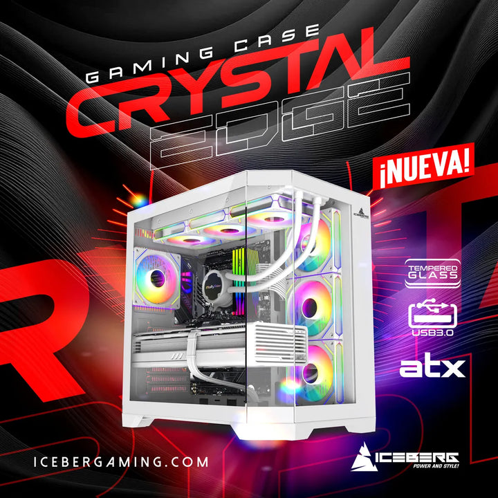 Chasis Iceberg Crystal Edge Blanco X7 Fan Argb Maxi Infinity